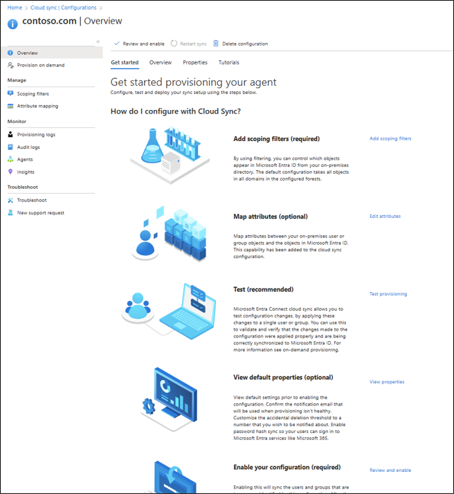 Screenshot of the configuration sections.