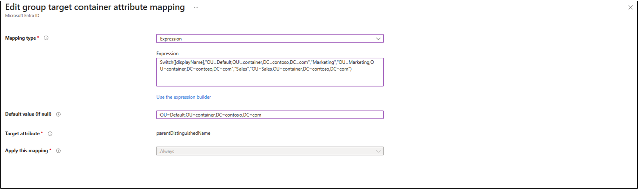 Screenshot of the scoping filters expression.