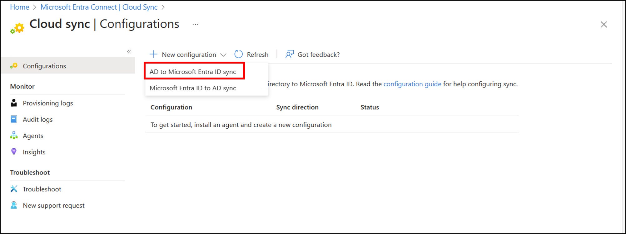 Screenshot of adding a configuration.