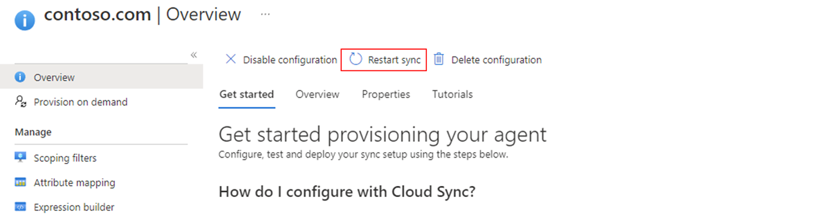 Screenshot of restarting sync.