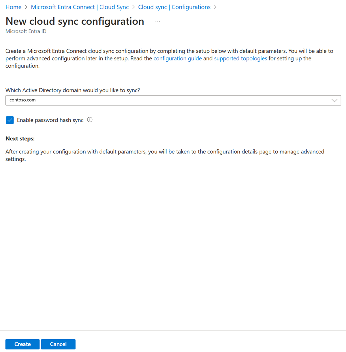 Screenshot of a new configuration.