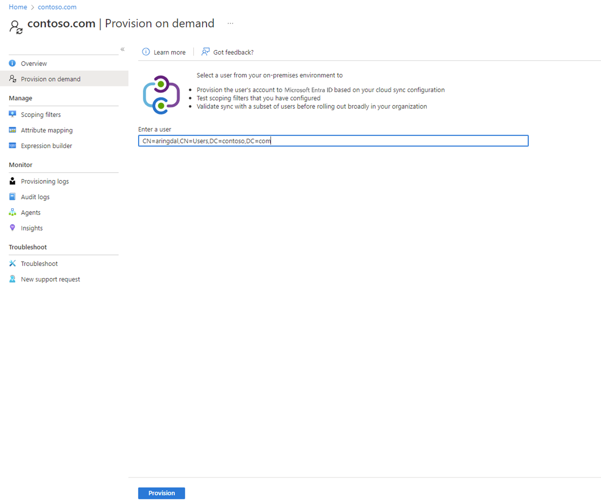 Screenshot of user distinguished name.