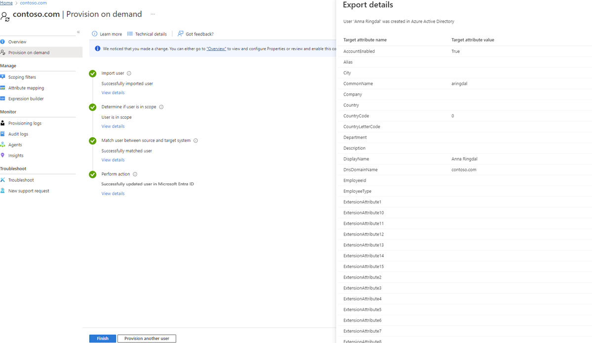 Screenshot of on-demand success.