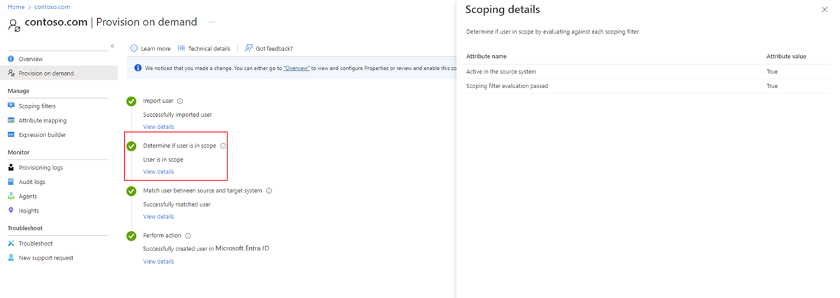 Screenshot of scope determination.
