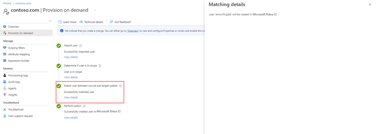 Screenshot of matching user.
