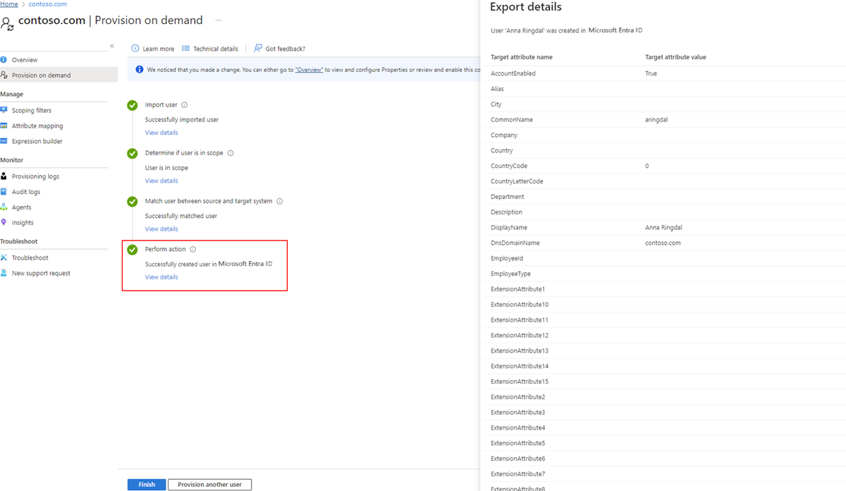 Screenshot of perform action.