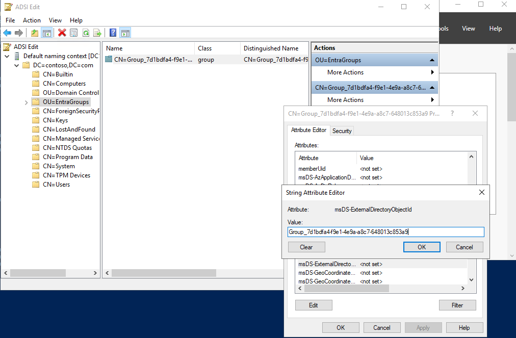 Screenshot that shows the msDS-ExternalDirectoryObjectID attribute.