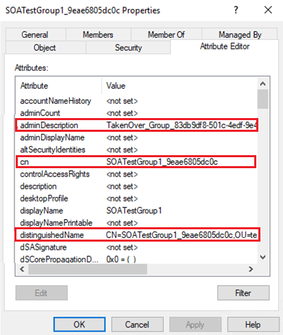 Screenshot of group properties.