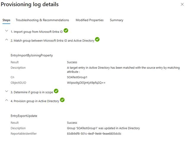 Screenshot of matched attributes.