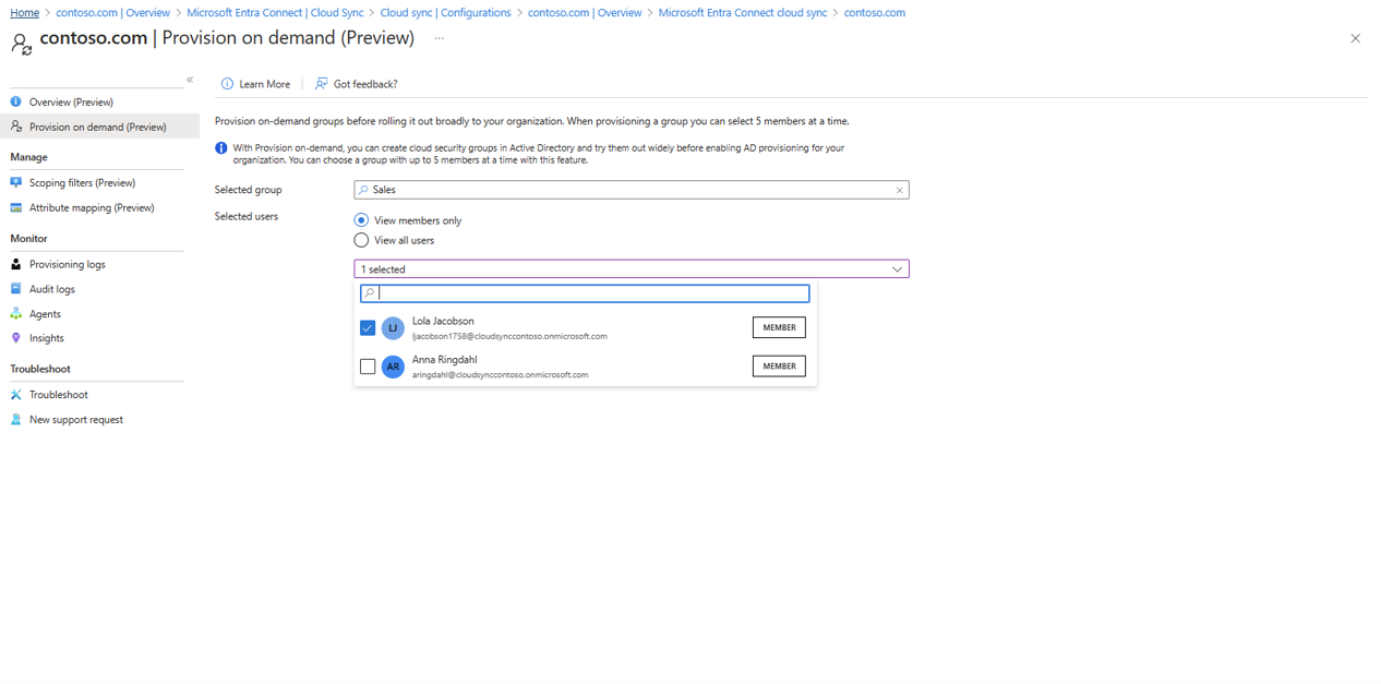 Screenshot of adding members.