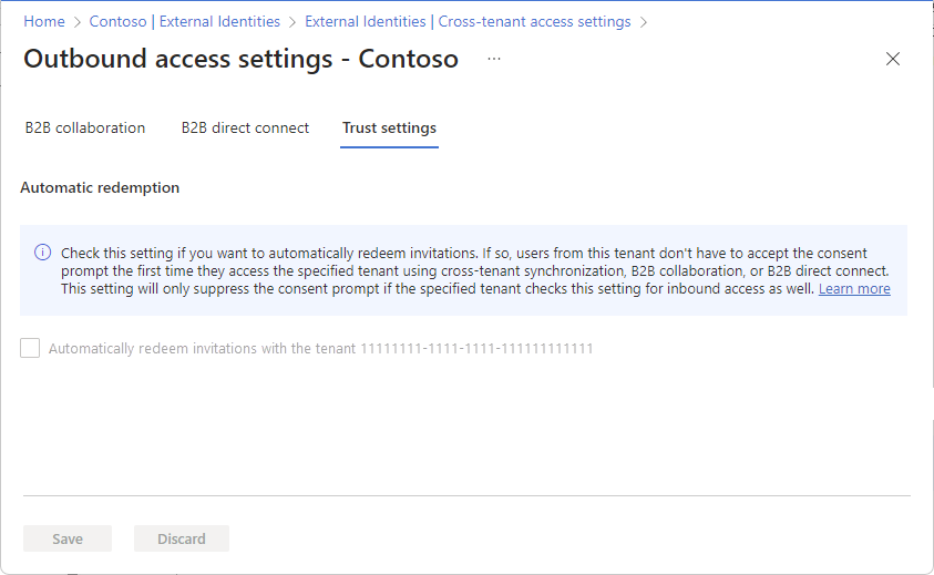 Screenshot that shows the Automatic redemption checkbox as disabled.