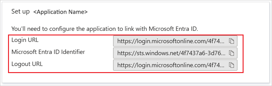 Metadata Screenshot shows to copy configuration URLs.