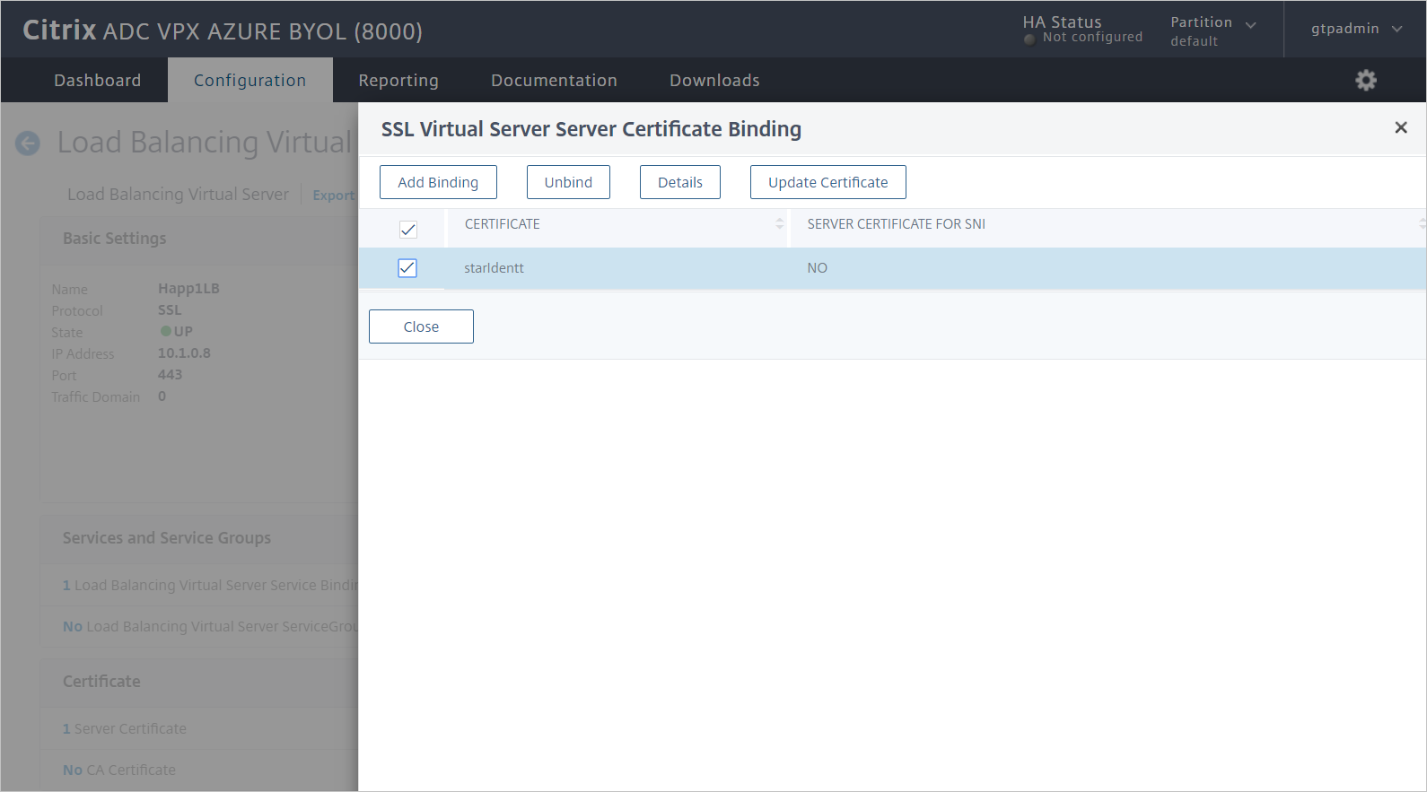 Verify Certificate Screenshot of Citrix ADC SAML Connector for Microsoft Entra configuration - Verify the certificate.