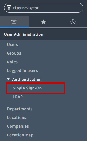 Configure app URL Screenshot of ServiceNow Express application, with Single Sign-On highlighted