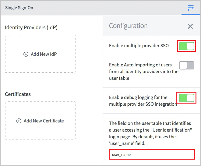 Configure app URL Screenshot of Single Sign-On dialog box