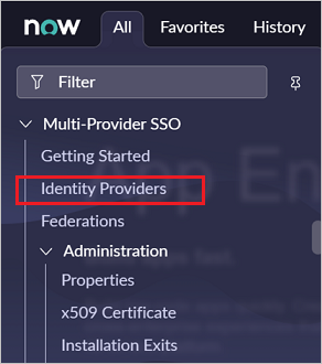 Configure single sign-on Screenshot of Multi-Provider SSO section, with Identity Providers highlighted