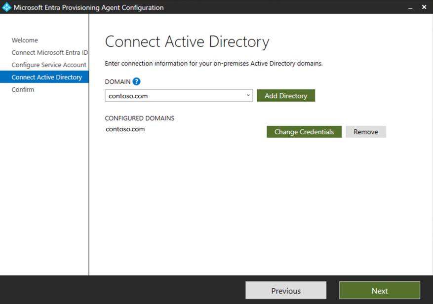 Screenshot that shows configured domains.