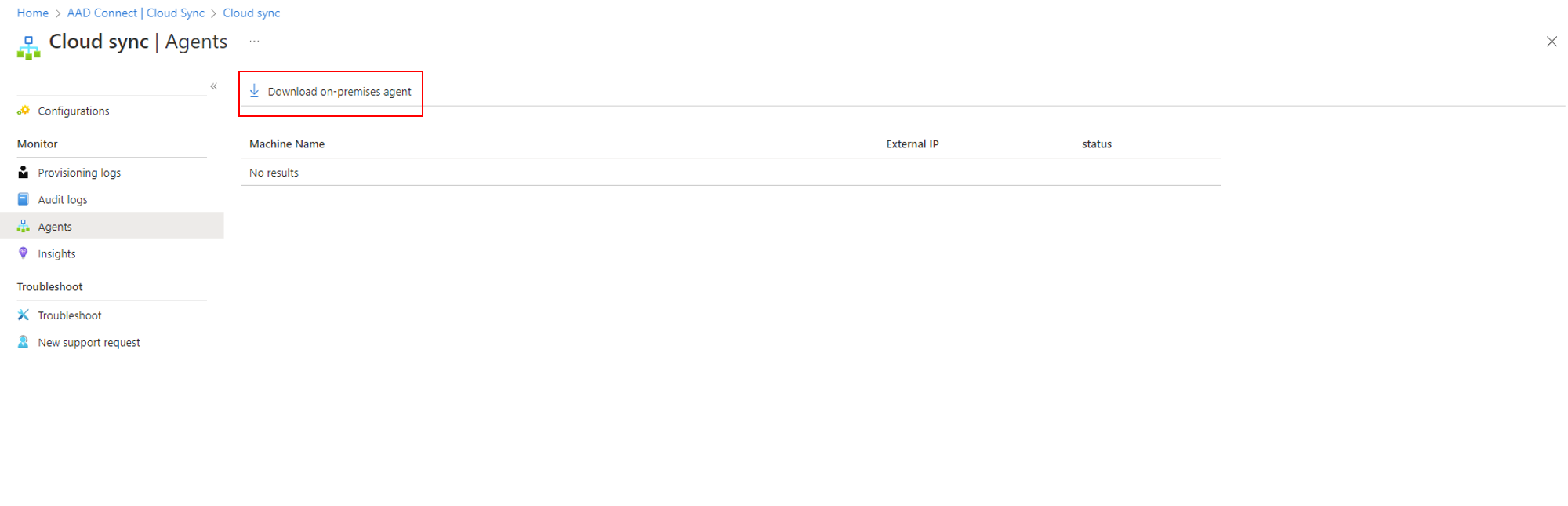 Screenshot that shows downloading the agent.