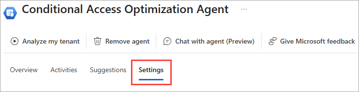 Screenshot of the trigger option in the Conditional Access Optimization agent settings.