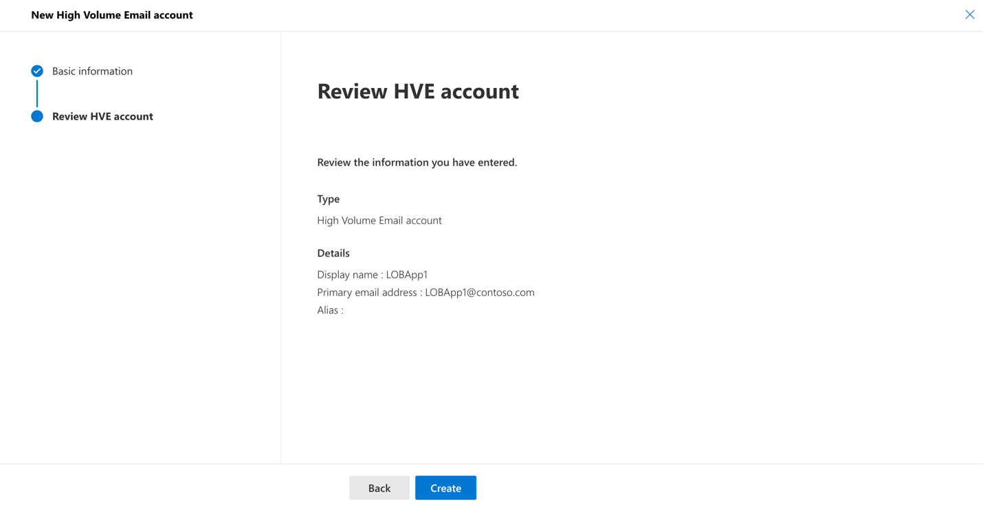 Screenshot of review high volume email account.
