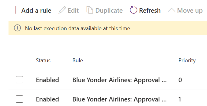 Screenshot that shows the two rules used for two levels of approval.