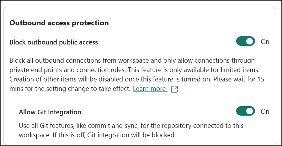 Screenshot of outbound access protection.