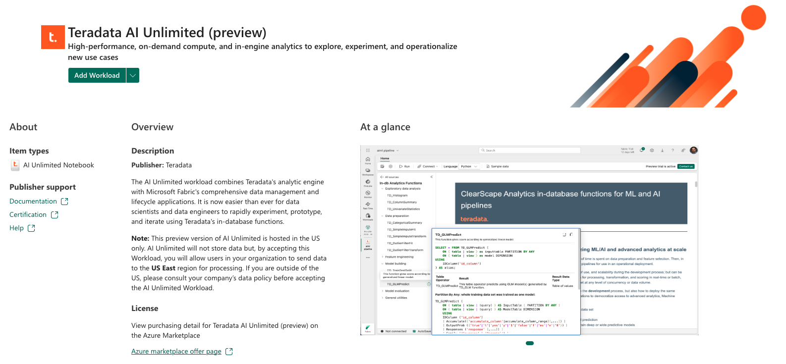 Screenshot showing Teradata's workload.