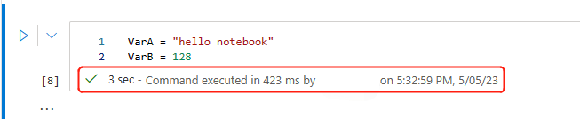 Screenshot showing an example of cell run status details.
