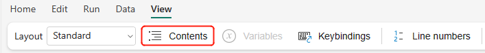 Screenshot showing where to select the Contents option.