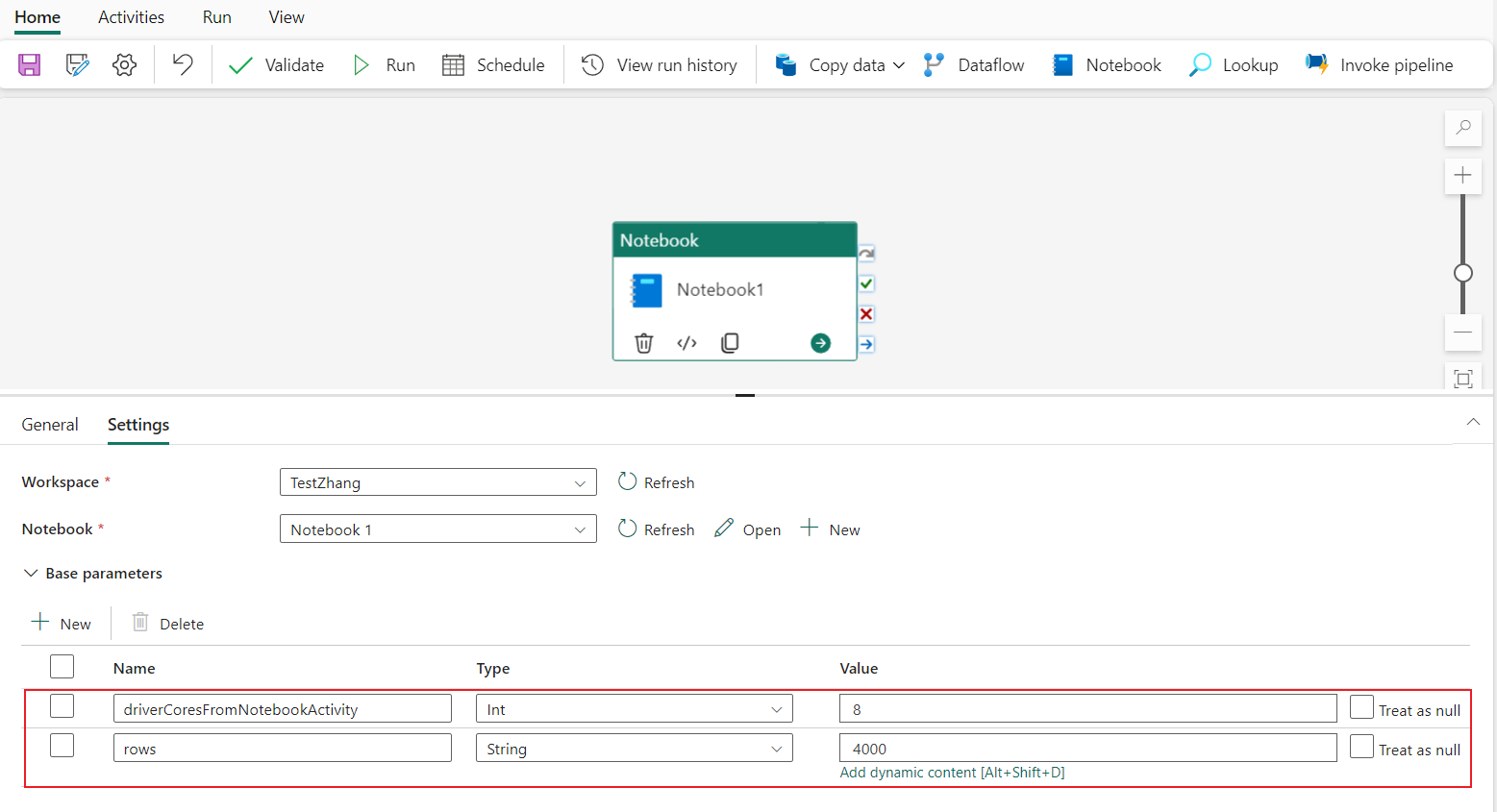 Screenshot showing where to configure parameterized session.