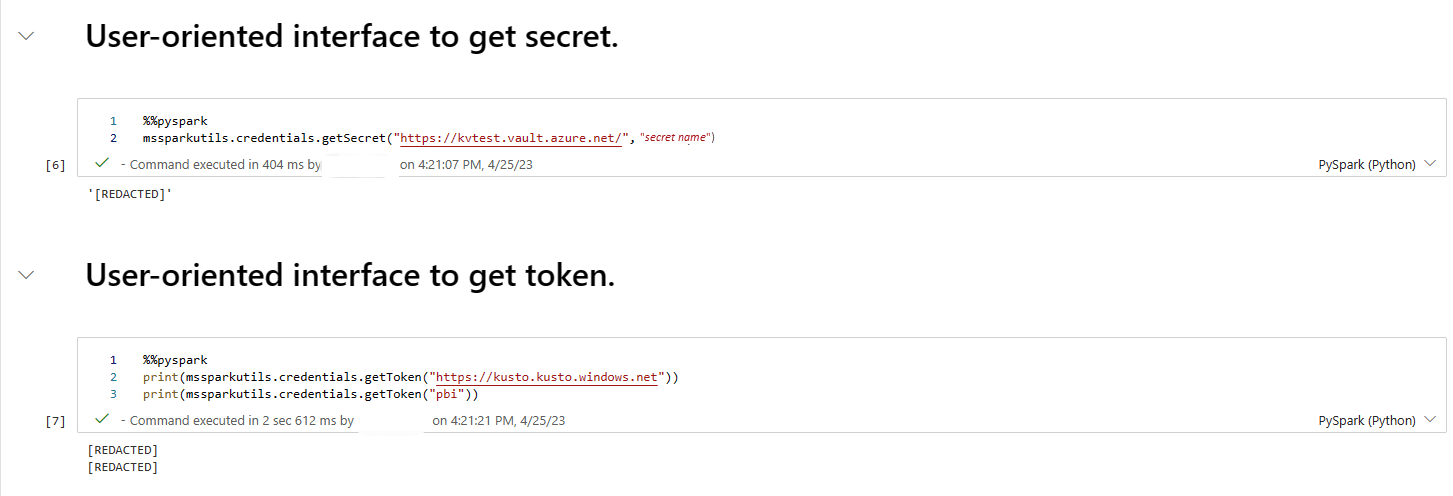 Screenshot of secret redaction.