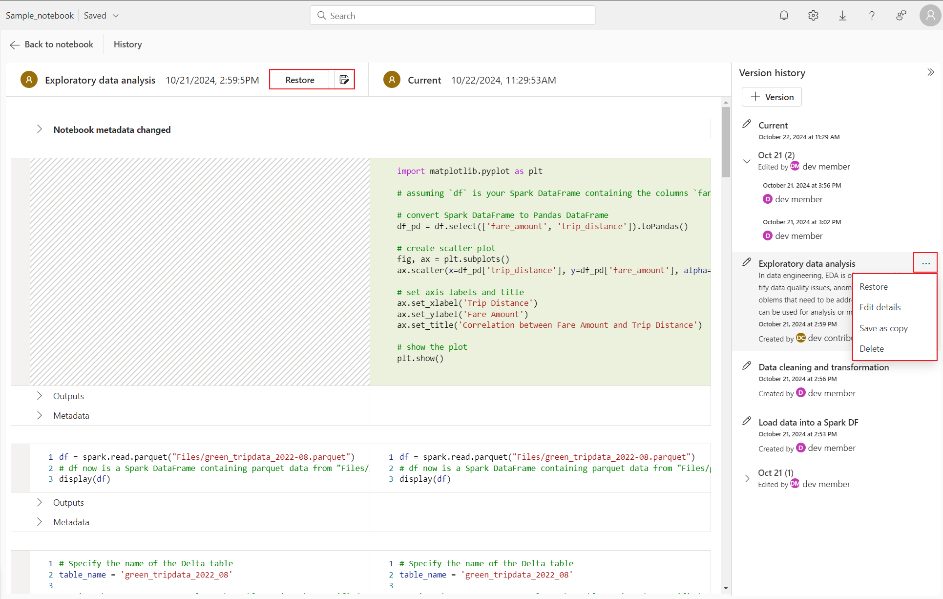 Screenshot showing more options with the checkpoint.
