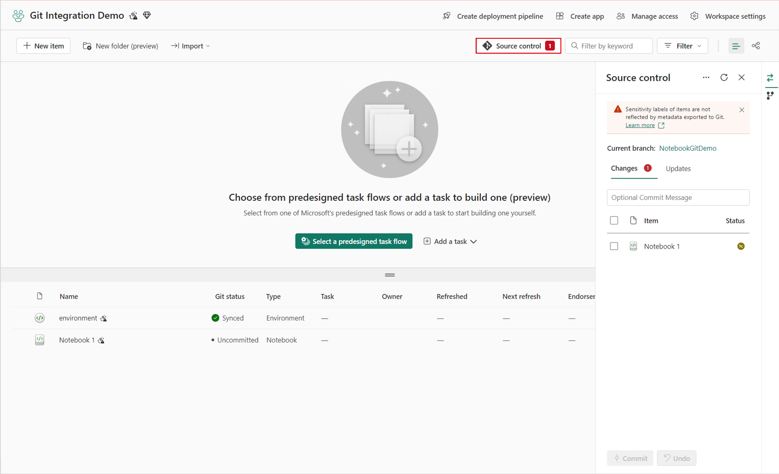 Screenshot of workspace source control panel.