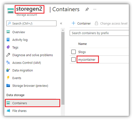 Screenshot showing where to select a container to mount.
