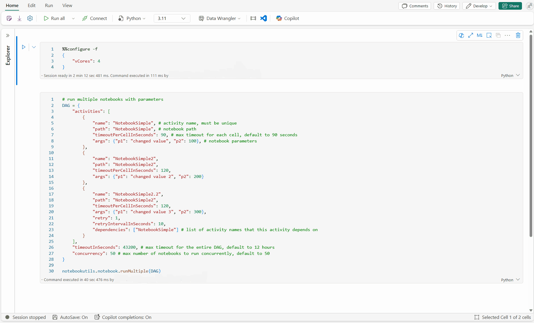 Screenshot showing Python notebook real-time resource usage monitoring.