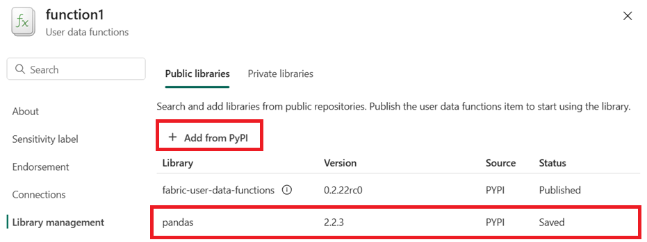 Screenshot showing how to add pandas library.