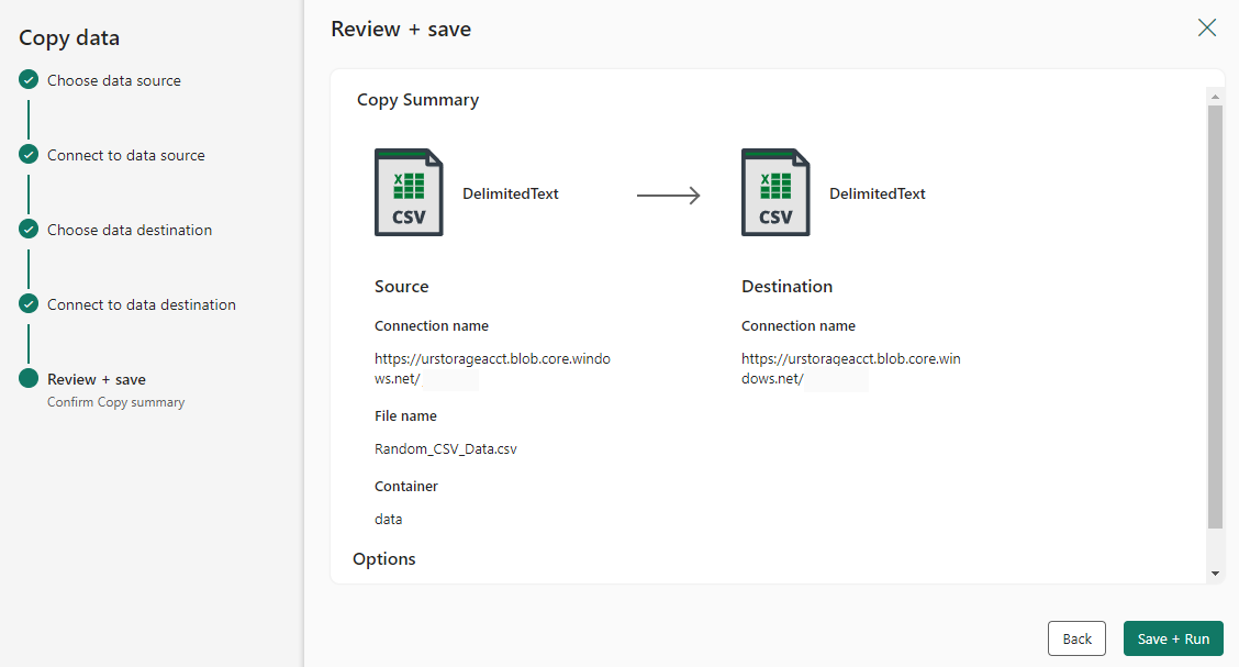 Screenshot showing the Review and create screen.
