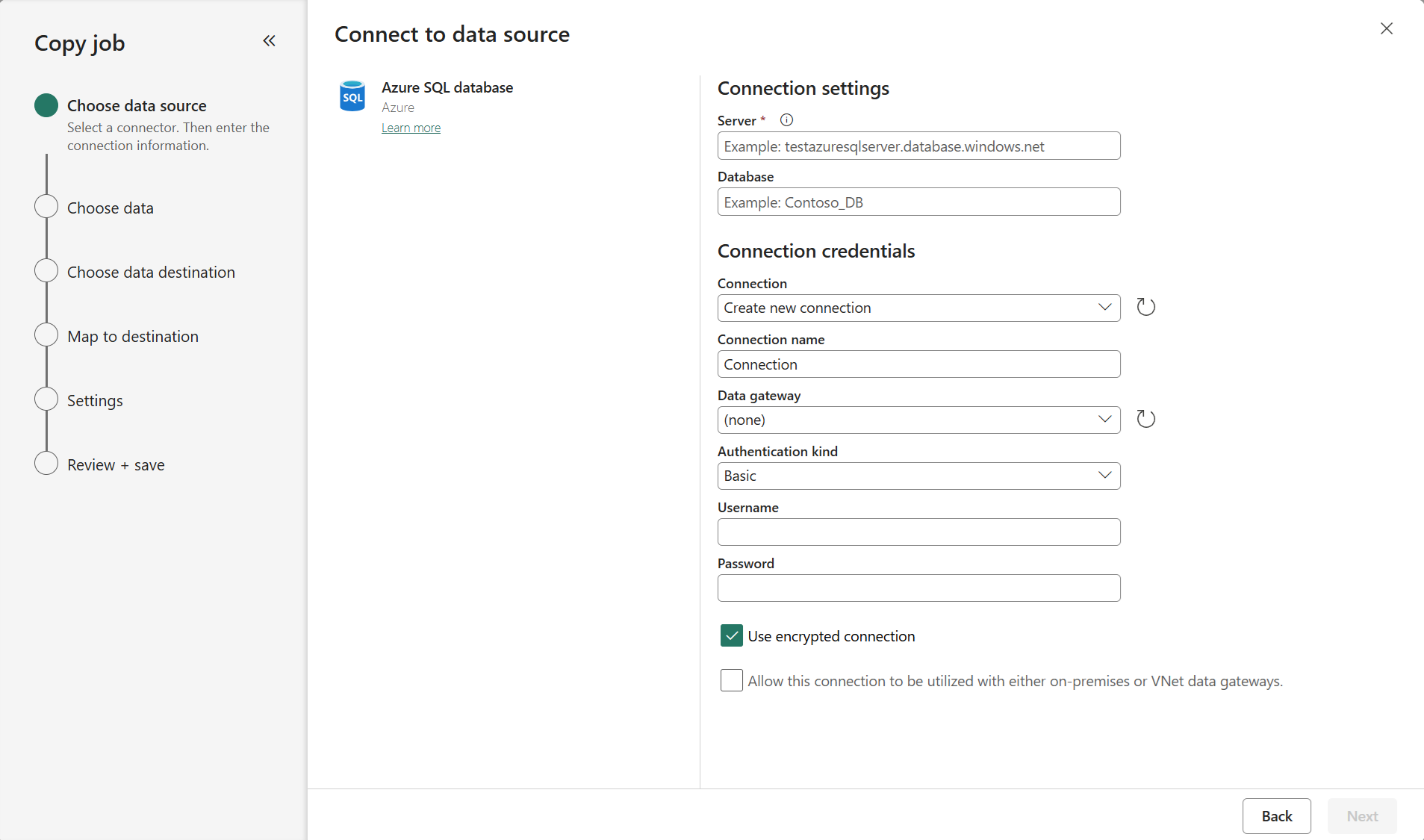 Screenshot showing where to enter credentials.