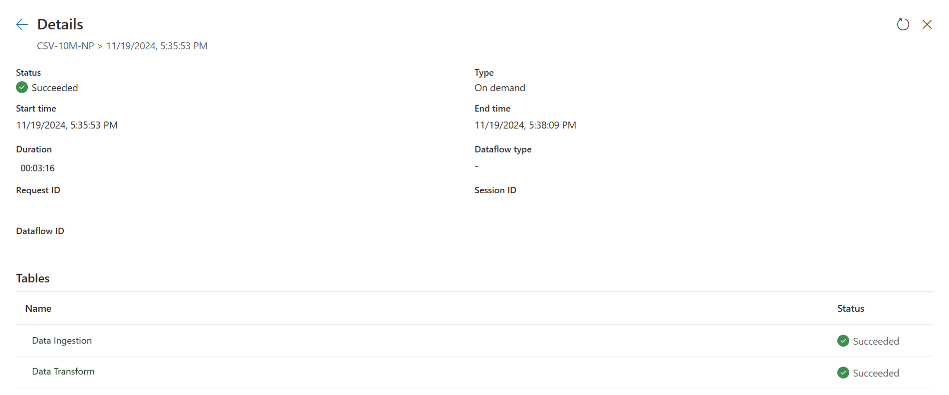 Screenshot of the details of the run state showing the results of the query.