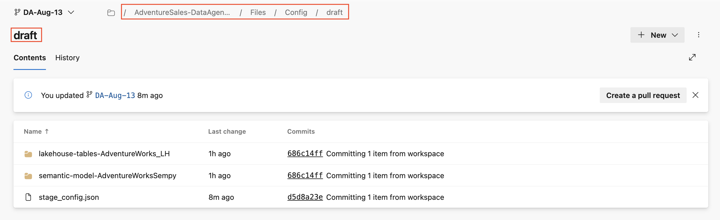 Screenshot showing the draft folder.