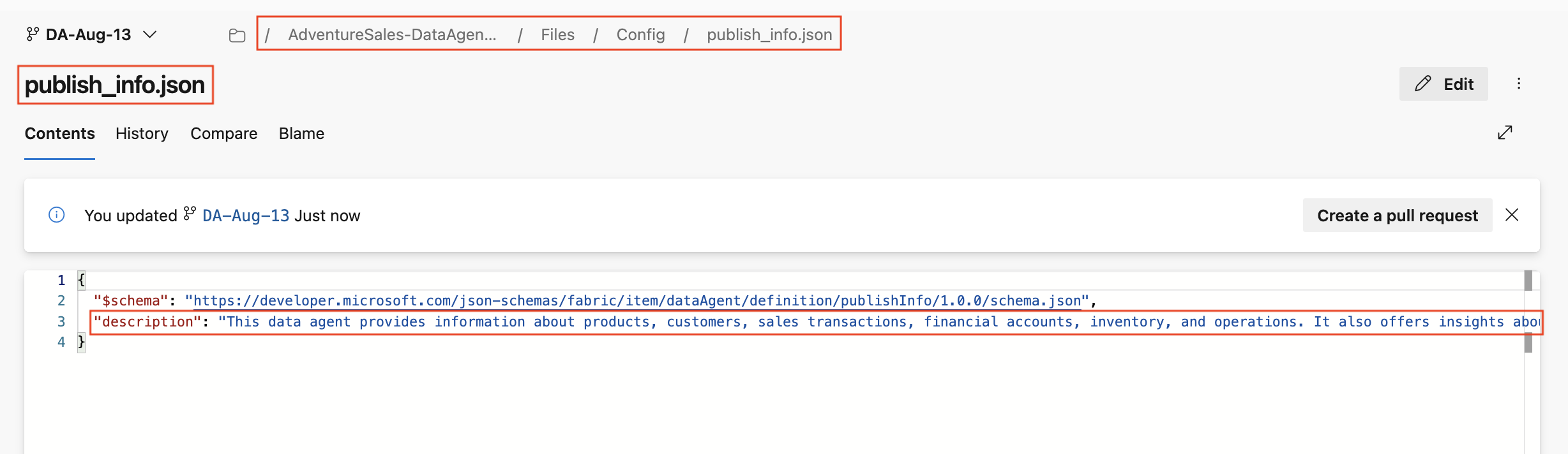 Screenshot showing the publish file in git.