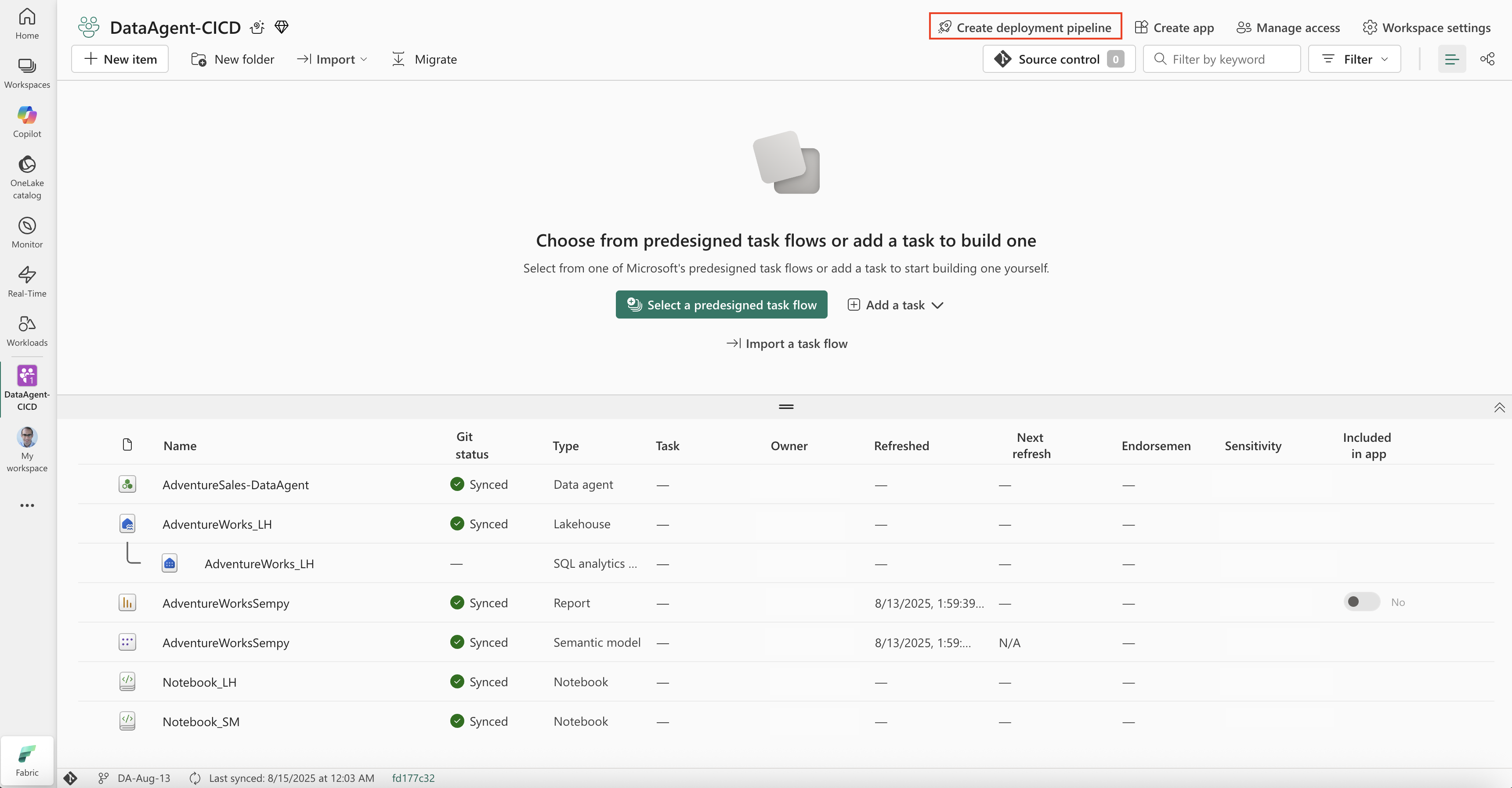 Screenshot showing the deployment pipeline setup.