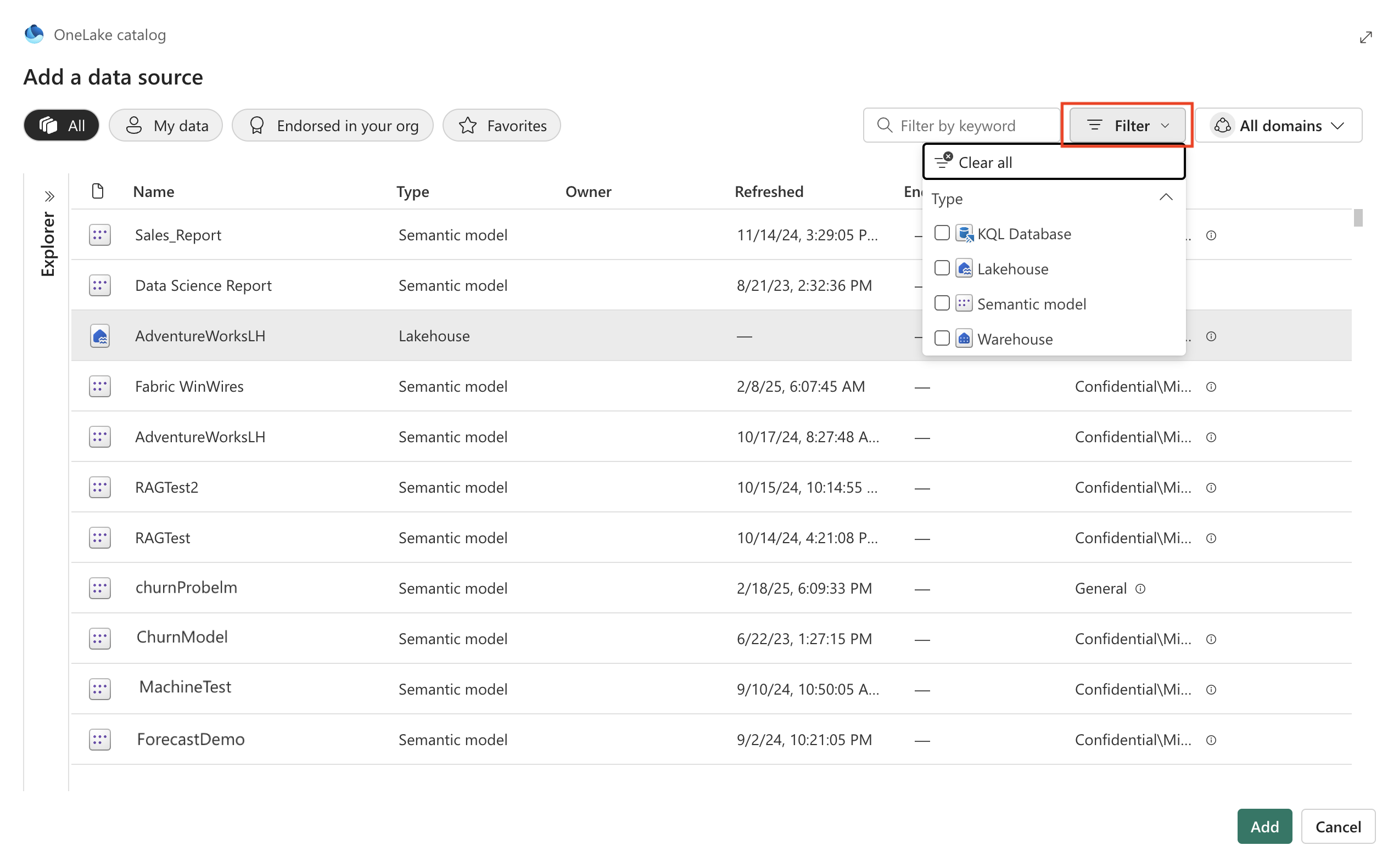 Screenshot showing how to add data sources.