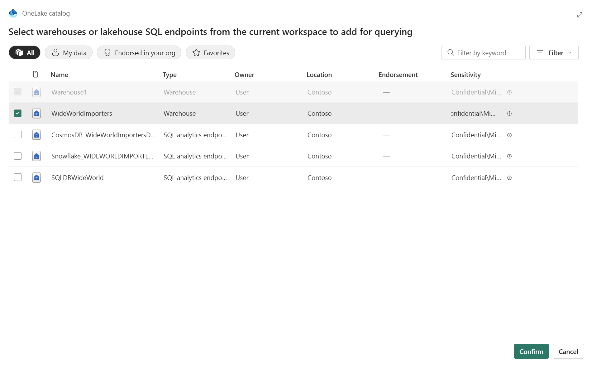Screenshot showing how to use add warehouses in object explorer.