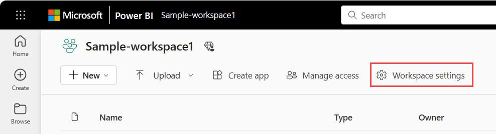 Screenshot showing Open workspace settings in workspace.