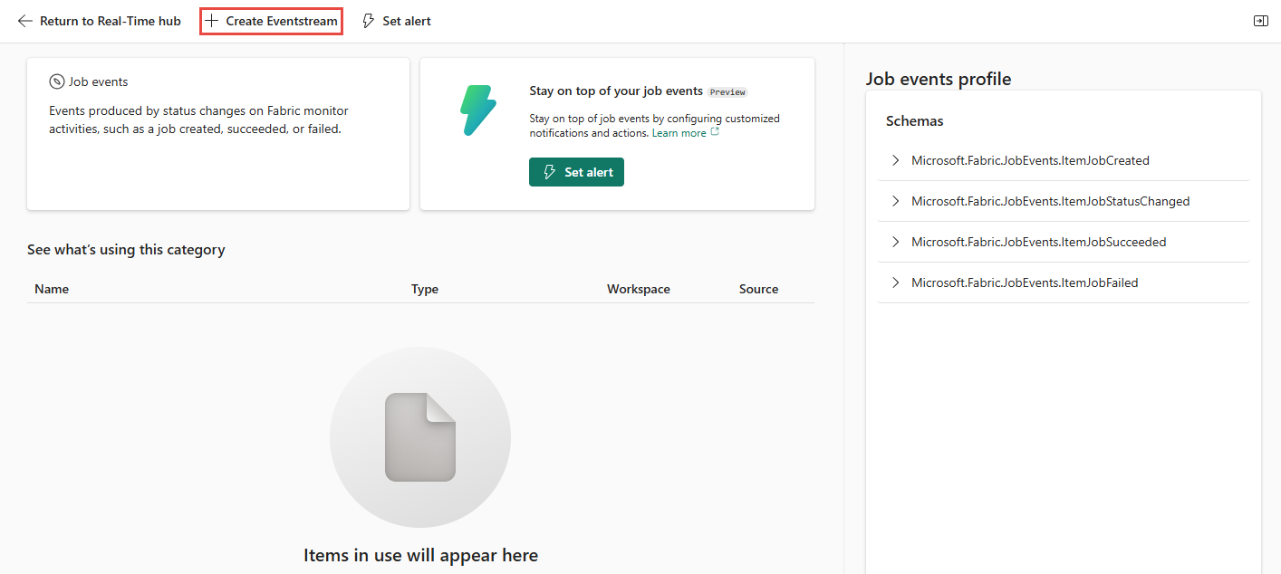 Screenshot that shows the detail page for Job events.