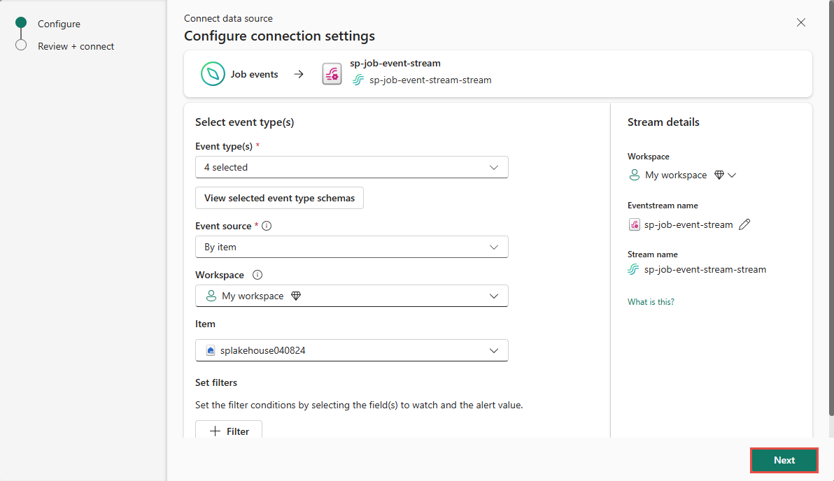Screenshot that shows the selection of the Next button.