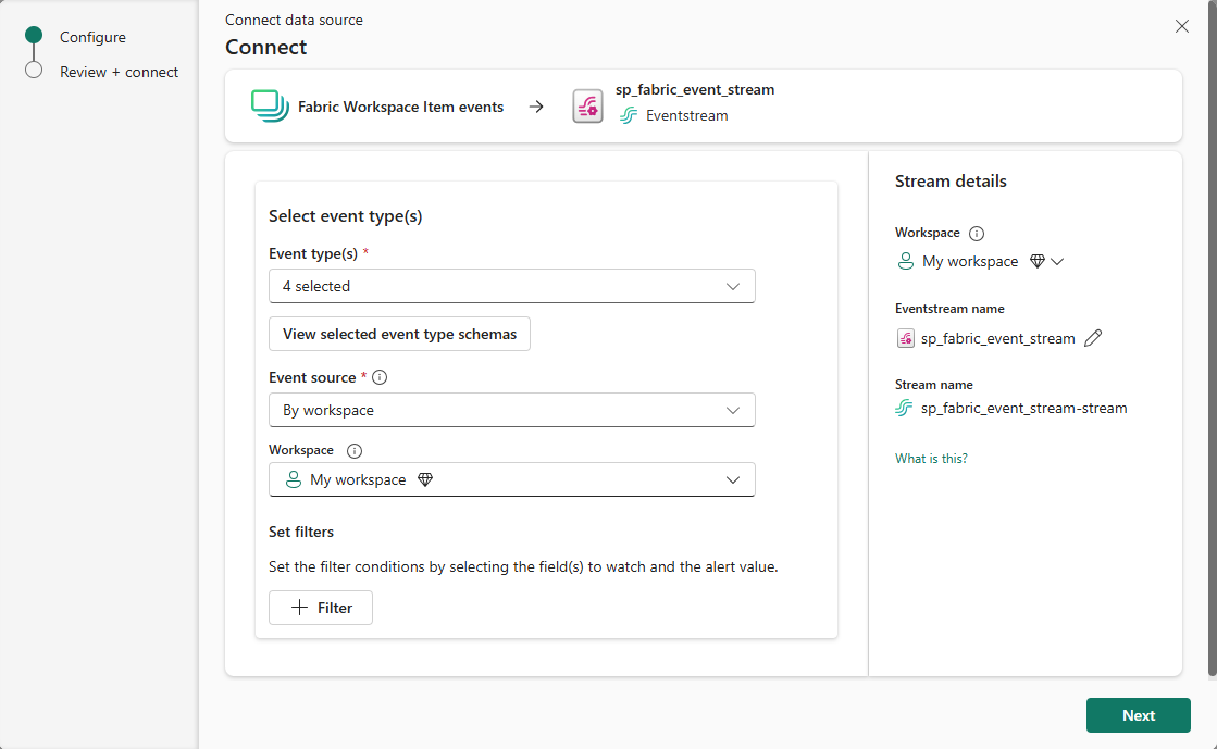 Screenshot that shows the Connect page with all the fields filled.