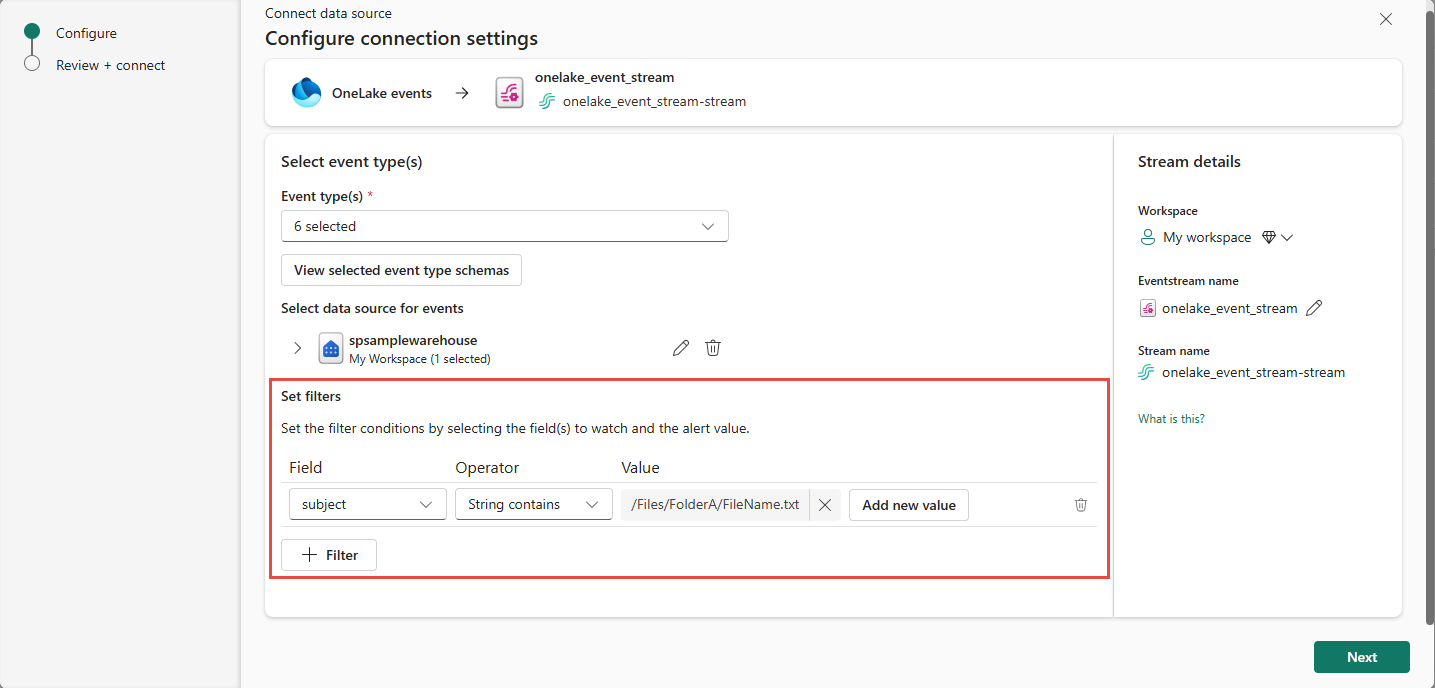 Screenshot that shows the addition of a filter.