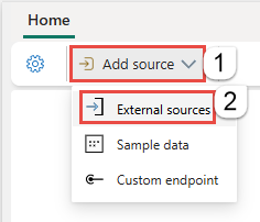 Screenshot that shows the selection of Add source to External sources menu.